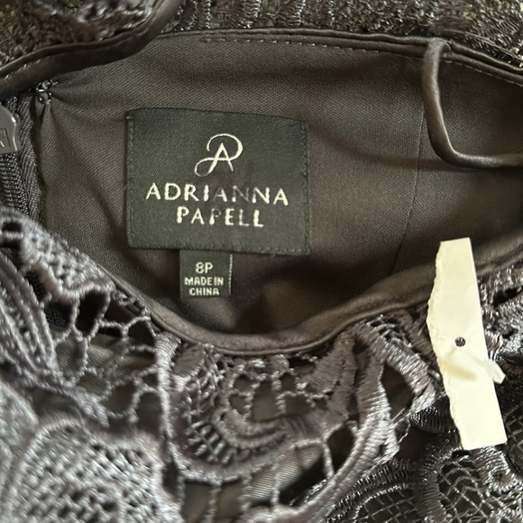 Adrianna Papell Dark Grey Lace Dress. Size 8P - Picture 3 of 3